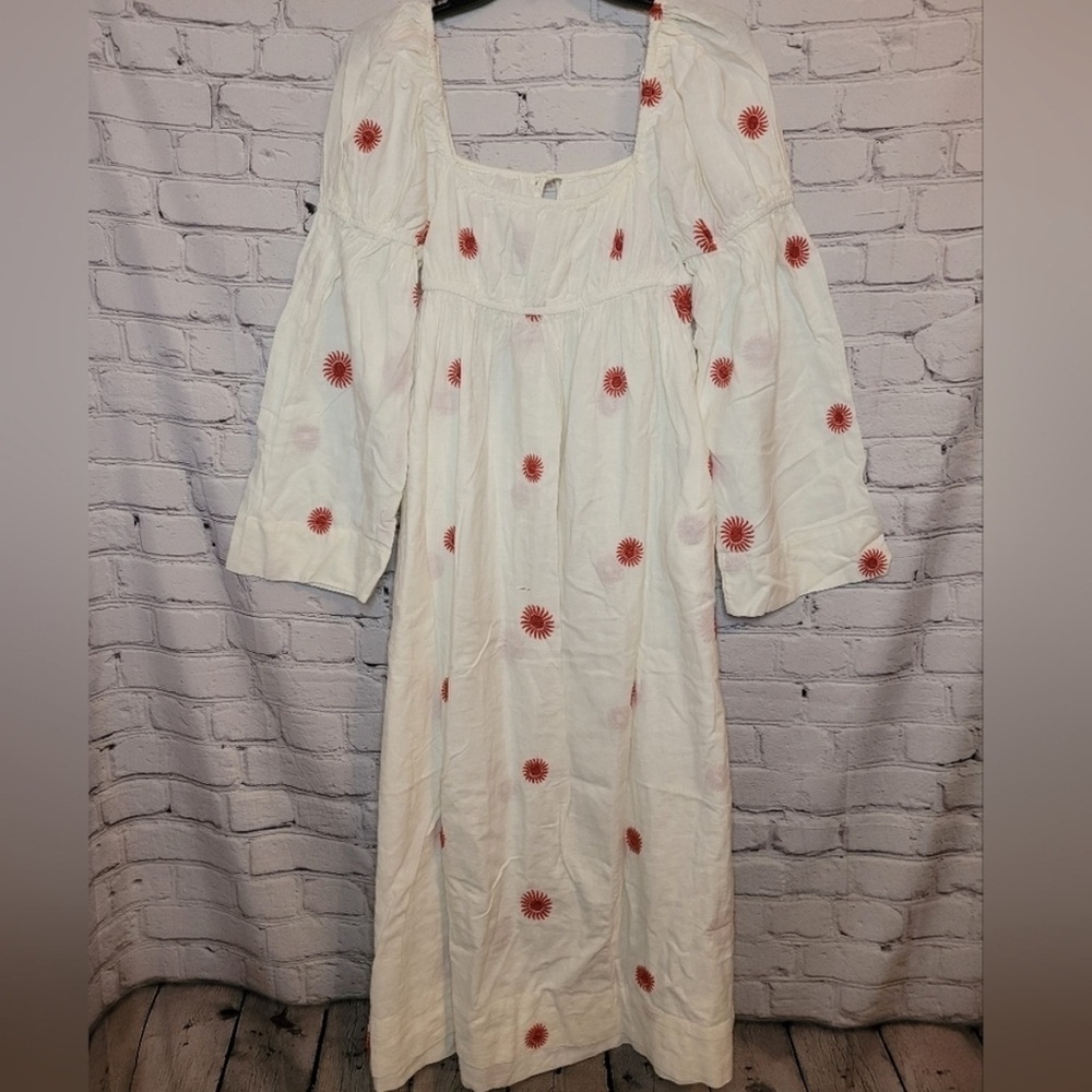 Free People Emory White Maxi Dress with Red Floral Accents - S NWOT - Picture 6 of 11